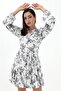 Viscose Dress with Flounce Skirt - Black - 3