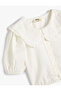 Crop Oversize Shirt Wide Baby Collar Balloon Sleeves Cotton - 3