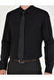 Black 100% Cotton Shiny Satin Slim Fit Long Sleeve Basic Shirt 50277147-Vr046 - 6