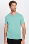 Unisex Slim Fit Slim Fit 100% Cotton Soft Textured Green Crew Neck T-Shirt - 5