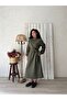 Long Khaki Green Casual Stamp Dress - 3