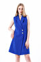 Lined Sleeveless Hürrem Long Jacket Dress | Ckt35288 Cobalt Blue - 6