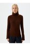 Turtleneck Knitwear T-Shirt Soft Texture Long Sleeve Cuffs Button Detail - 3