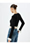 Crop Cardigan with Buttons and Ruffle Detail, Crew Neck, Slim Fit - 4
