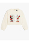 Minnie Mouse Sweatshirt Licensed Long Sleeve Crew Neck Embroidered
