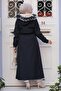 Fur-Lined Navy Blue Hijab Parka 90281L - 5