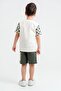 Boys' T-Shirt Shorts Set with Checkerboard Pattern on Sleeves - 5