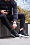 Men's Casual High Top Zippered Black and White Sneaker Shoes - 2