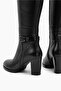 Women's Black Genuine Natural Leather Thick Heel Boots, Number 35-41 - 5