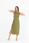 Women's Slit Cotton Jersey 125 cm Casual Dress - 6