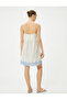 Mini Nightgown with Straps, Embroidered, U-Neck, Gathered Waist, Cotton - 4