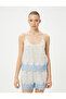 Strappy Pajama Top with Floral Embroidery and U-Neck - 3