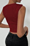 Pleated sleeveless burgundy blouse 5054 - 2