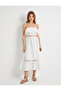 Long Scalloped Dress with Straps and Ruffles - 3