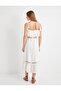 Long Scalloped Dress with Straps and Ruffles - 4