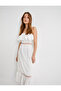 Long Scalloped Dress with Straps and Ruffles
