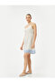 Mini Nightgown with Straps, Embroidered, U-Neck, Gathered Waist, Cotton