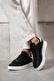 Black Color White Detailed Lace up Men's Sneakers - 2