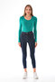 Women's Viscose Low-cut Collar Bodysuit-Ocean Green - 2