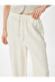 Wide Leg Trousers with Lace-Up Waist in Viscose Blend - 5