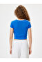 Slogan Print T-Shirt Crew Neck Ribbed Short Sleeve Slim Fit - 4