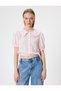 Balloon Sleeve Crop Blouse Wide Baby Collar Buttoned Cotton - 3