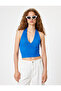 Halter Neck Tank Top Sleeveless Crop Top with Stitching Detail - 3