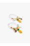 Beaded Hoop Earrings Pineapple Charm Detailed Multicolor - 2