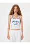 Slogan Printed Athlete's T-Shirt with String Straps, Crew Neck, Ribbed, Slim Fit - 3