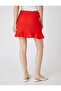 Ruffled Mini Linen Shorts Skirt Slim Fit with Bow Detail - 4