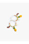 Beaded Hoop Earrings Pineapple Charm Detailed Multicolor - 3