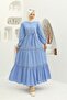 Women's Textured Belly Lined Fisto Long Tesetural Dress