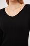 Women's Black V-Neck Long Knitwear Dress ARM-24K012012 - 5