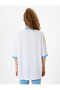 Oversize Sports T-Shirt Slogan Printed V-Neck Bias Short Sleeves - 4