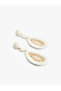 Straw Dangle Abstract Earrings - Bead Detailed - 2