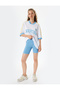 Oversize Sports T-Shirt Slogan Printed V-Neck Bias Short Sleeves