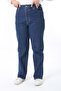 Women's Large Size Navy Blue High Waist 5 Pocket Lycra Jeans 65N38391 - 6