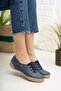 Orthopedic Pad Women's Navy Blue Denim Shoes - 2