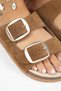 Irene Genuine Leather Double Buckle Tan Slippers - 4