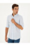 Light Blue Linen Blended Regular Fit Long Sleeve Shirt 50284168-Vr095 - 3