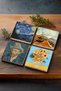 Van Gogh Fishing Boats, Vase with Twelve Sunflowers, Starry Night, Self-Portrait Stone Coaster Set
