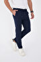 Men's Winter Jogger Slimfit Waist Half Elastic Navy Blue Fabric Trousers - 3