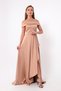 Women's Powder Boat Neck Satin Evening Dress & Graduation Dress
