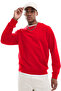 Men's Crew Neck Hooded Winter Loose Sweatshirt Red