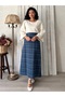 Long Indigo Blue Tweed Skirt