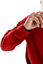 Men's Crew Neck Hooded Winter Loose Sweatshirt Red - 3