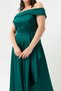 Women's Emerald Green Boat Neck Plus Size Satin Evening Dress & Graduation Dress - 3