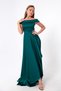 Women's Petrol Boat Neck Satin Evening Dress & Graduation Dress