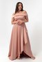 Women's Powder Boat Neck Plus Size Satin Evening Dress & Graduation Dress - 2