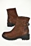 T 654047101   Brown Genuine Leather Nubuck Women's Boots - 5